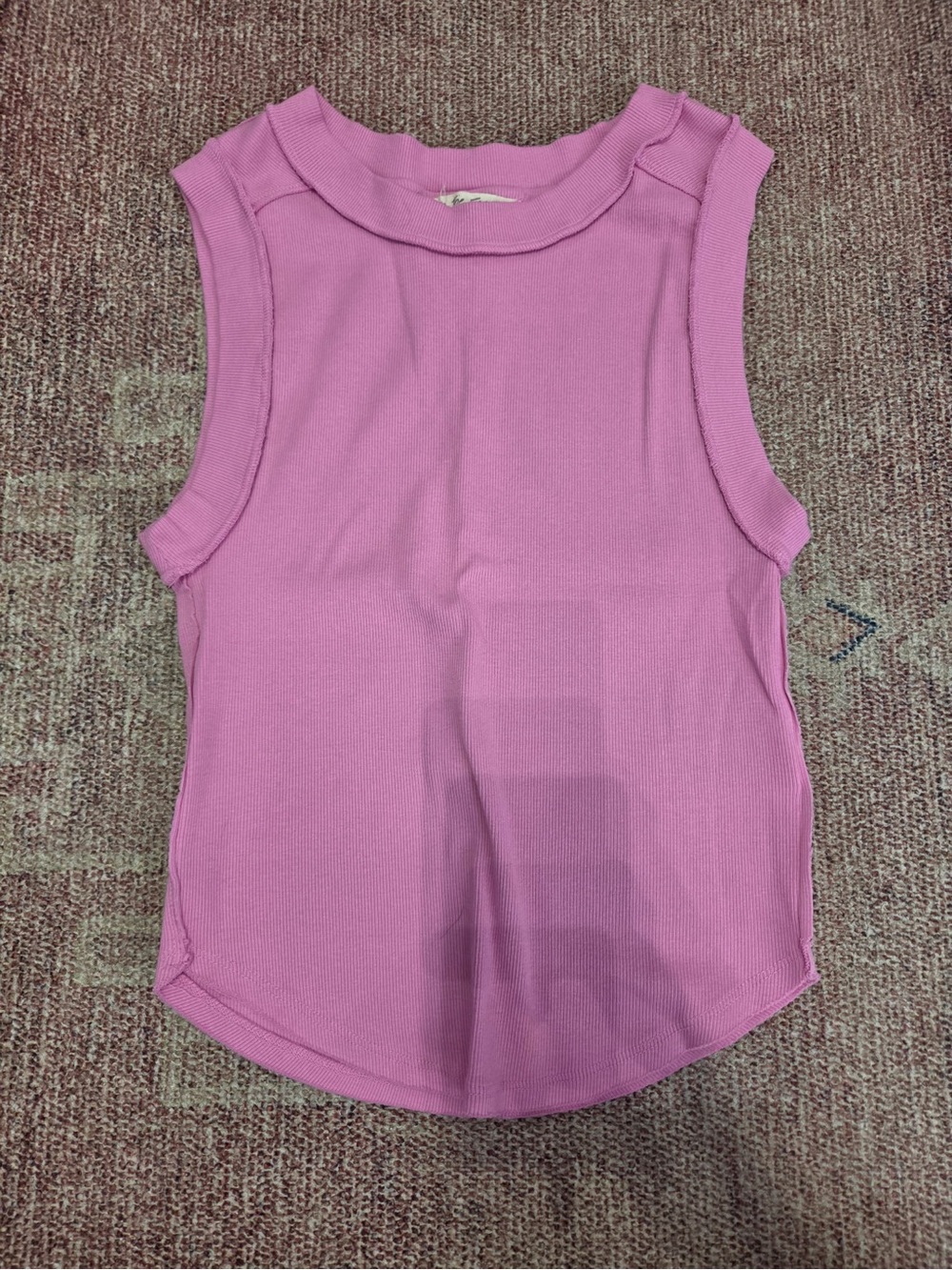 We the free pink ribbed rounded hem exposed seam tank size med like
New